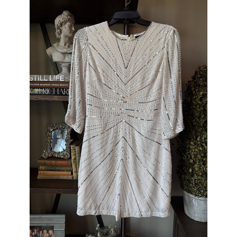 Parker Petra Sequin Mini Dress Ivory Womens Size 2 - Picture 5 of 11